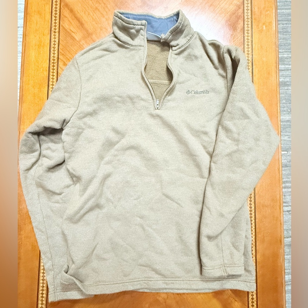 Columbia Tan Zip Up Sweater Classic Design